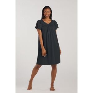 Miss Elaine Classics Small‎ Nylon Tricot
Short Black Embroidered Nightgown Dress